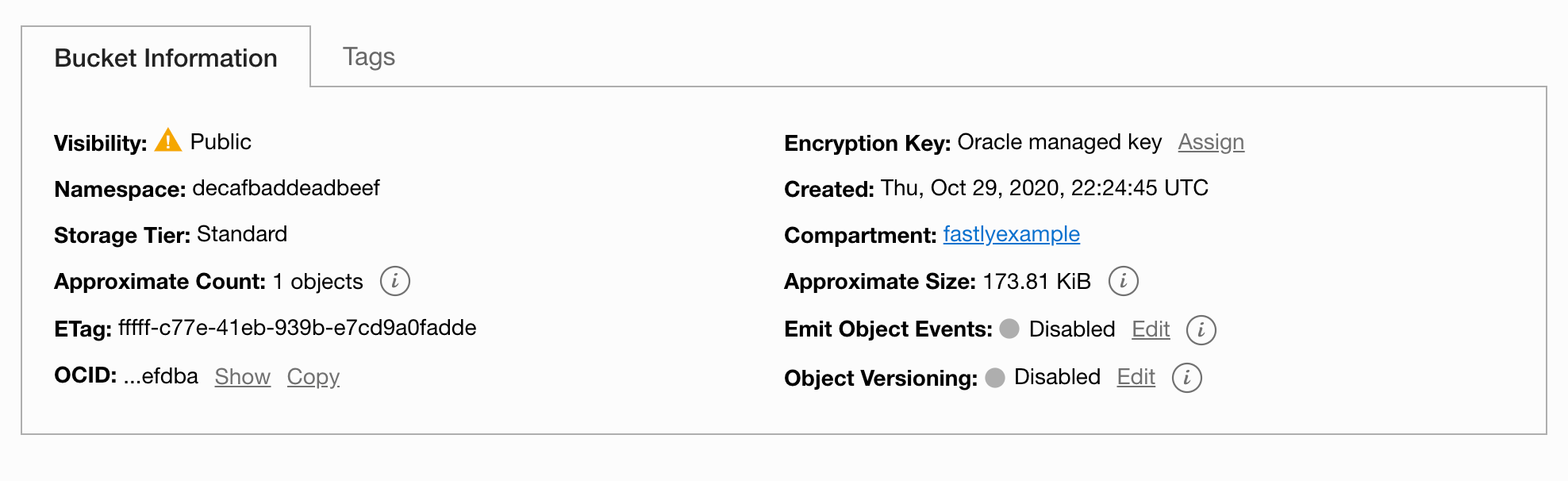 Oracle Cloud Storage Fastly Help Guides