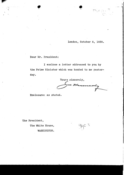 Enclosure letter Kennedy>FDR 10/6/39