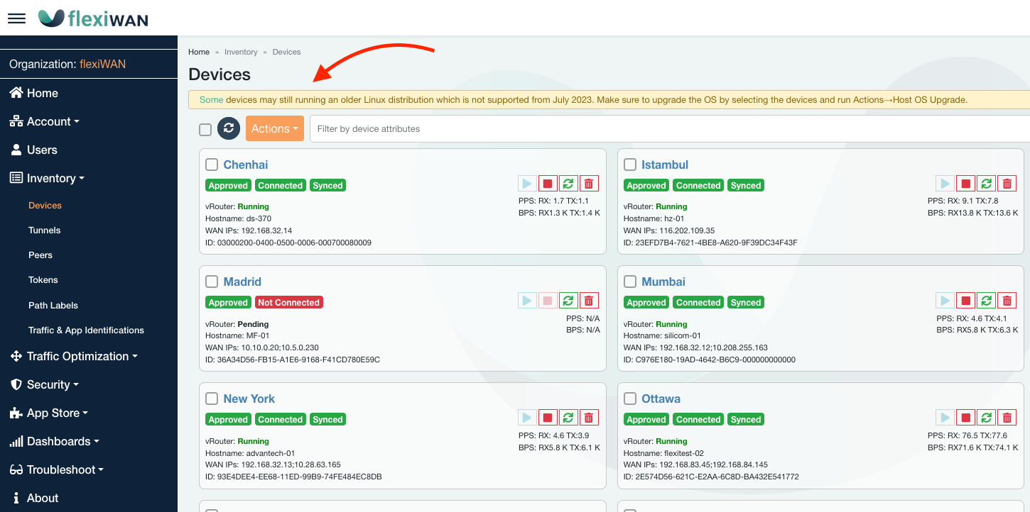 Device Upgrade — flexiWAN documentation