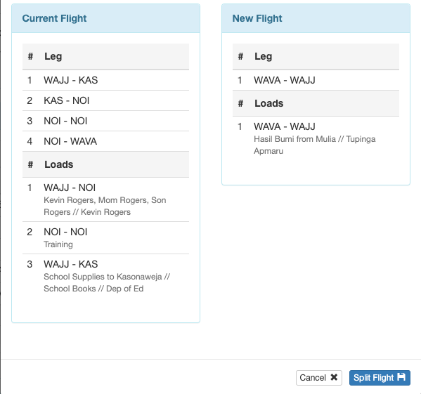 Split Scheduled Flight FlightSpan Documentation