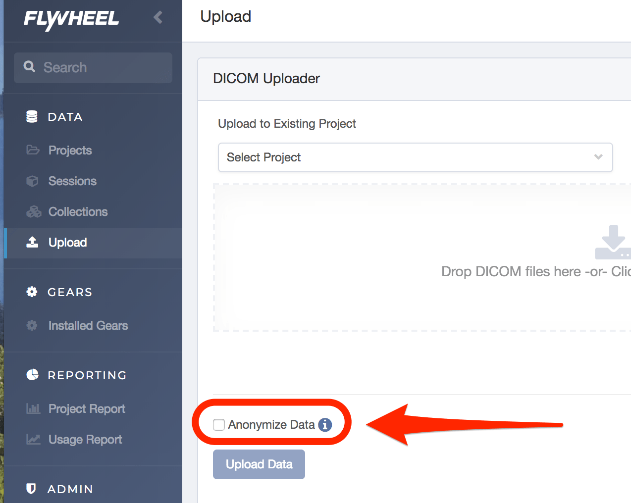 How to Deidentify Files Using the Uploader Flywheel Documentation