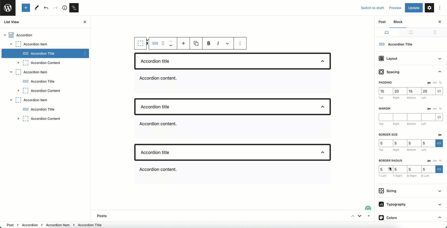 Accordion Overview Documentation