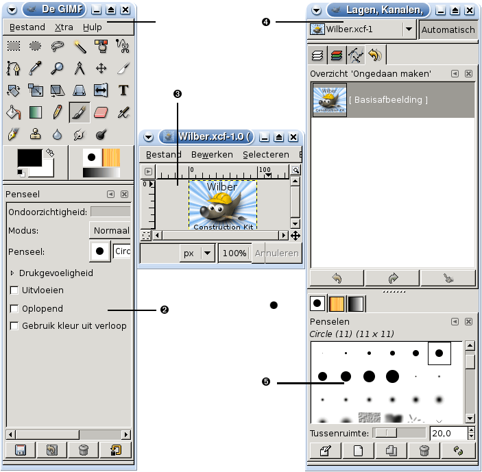 2. Het Hoofdvenster van GIMP