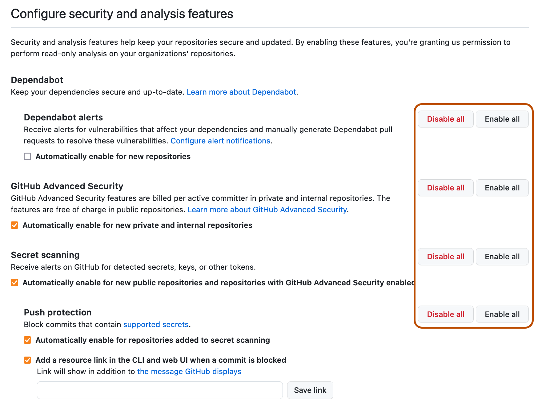 Managing GitHub Advanced Security features for your enterprise GitHub