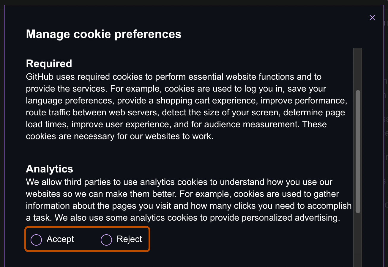Managing your cookie preferences for GitHub's enterprise marketing pages GitHub Docs