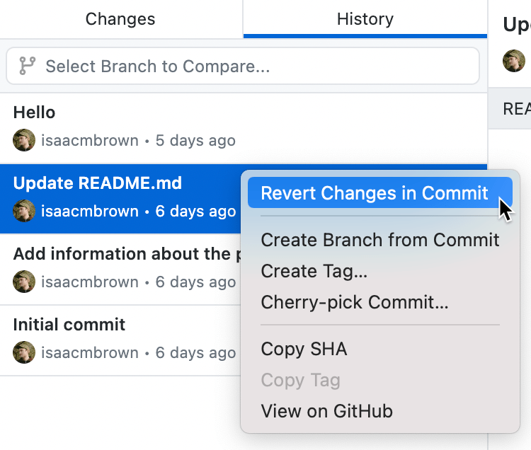 Reverting a commit GitHub Docs