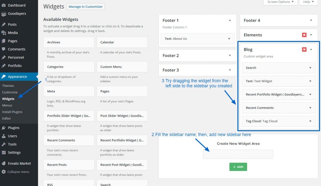 Managing Sidebar GoodLayers