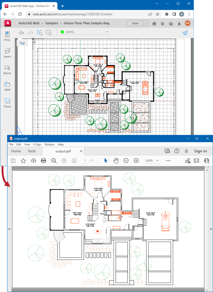 Render CAD drawings and models as HTML, PDF, and image files