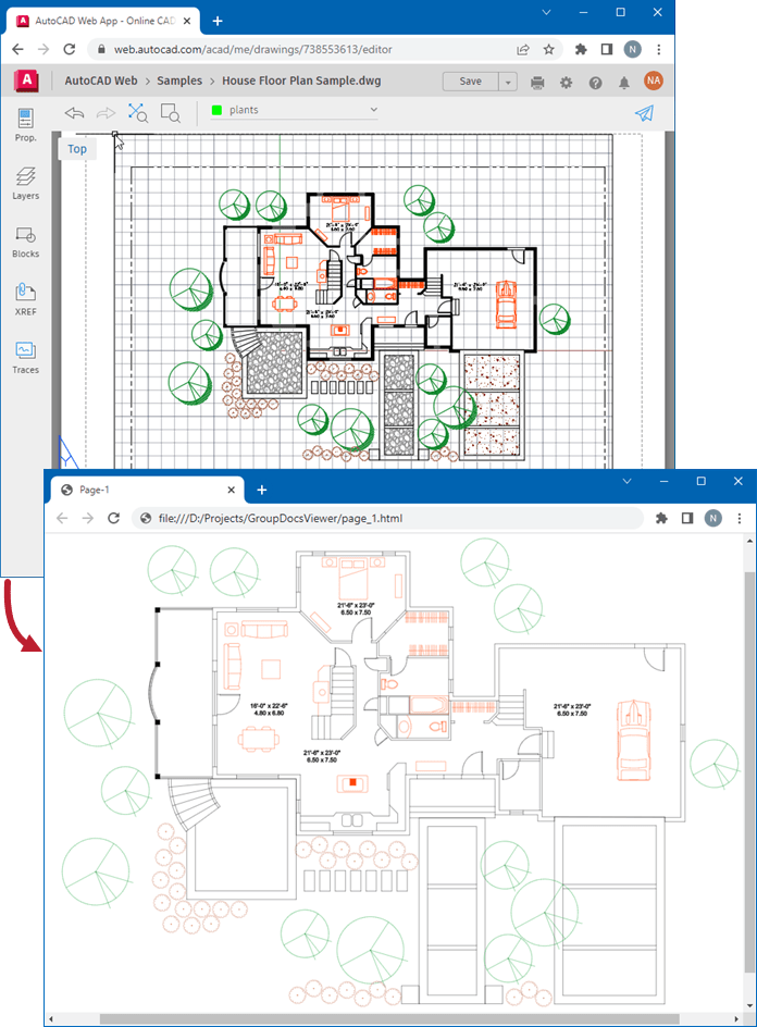 Render CAD drawings and models as HTML, PDF, and image files