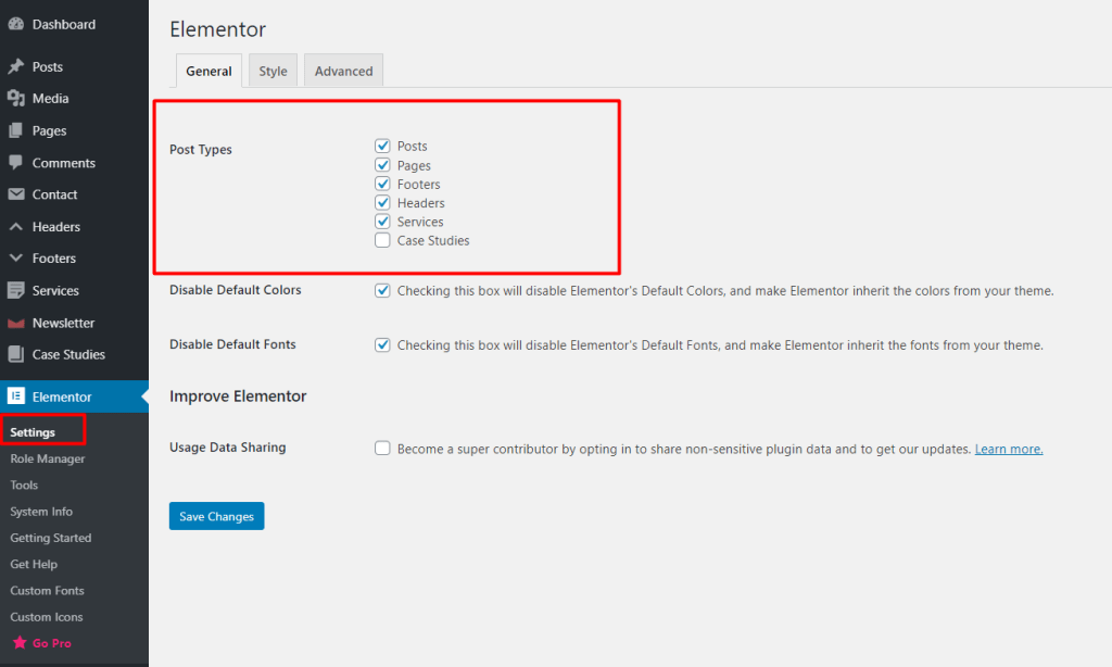 How to enable Elementor editor for different custom post types