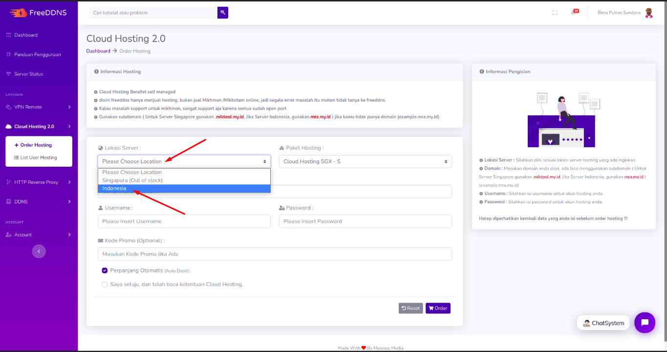 Cara Membuat Akun Cloud Hosting FreeDDNS