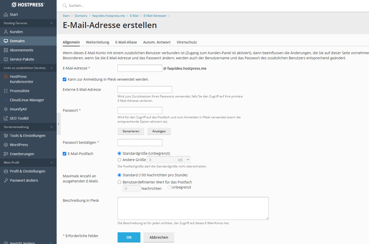 EMails bei HostPress HostPress Wissensdatenbank