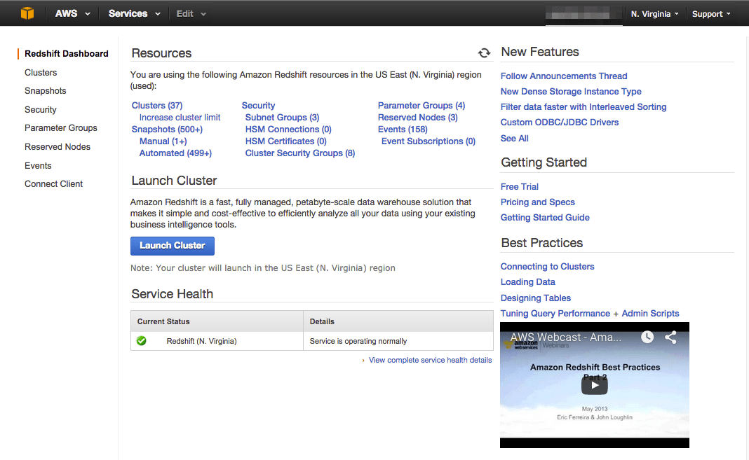 Creating an Amazon Redshift Cluster · Ideata Analytics