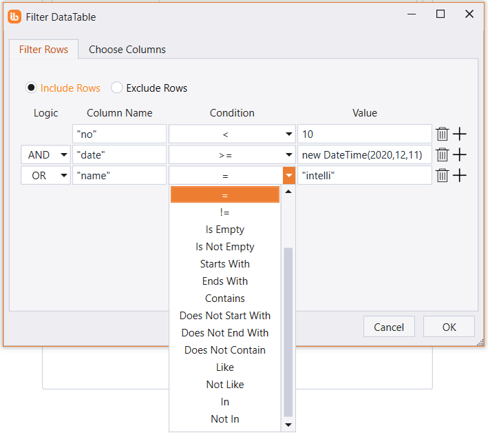 Filter DataTable IntelliBuddies® Documentation Portal