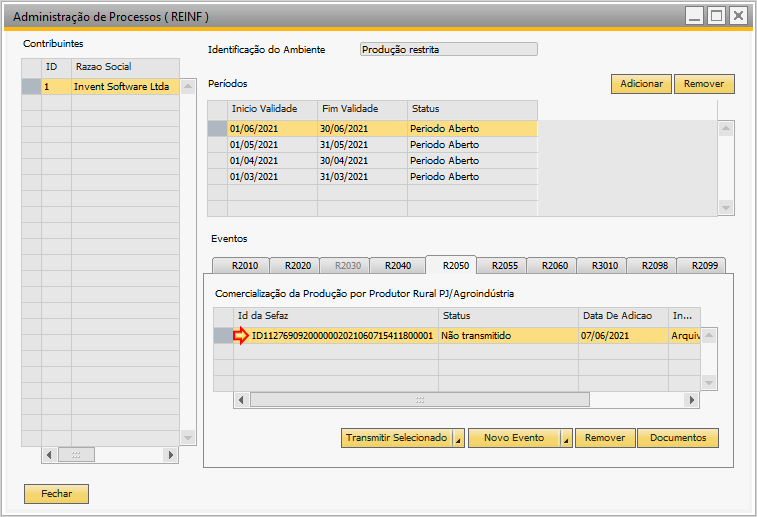 Valor INSS através do Código de Imposto — TaxOne REINF