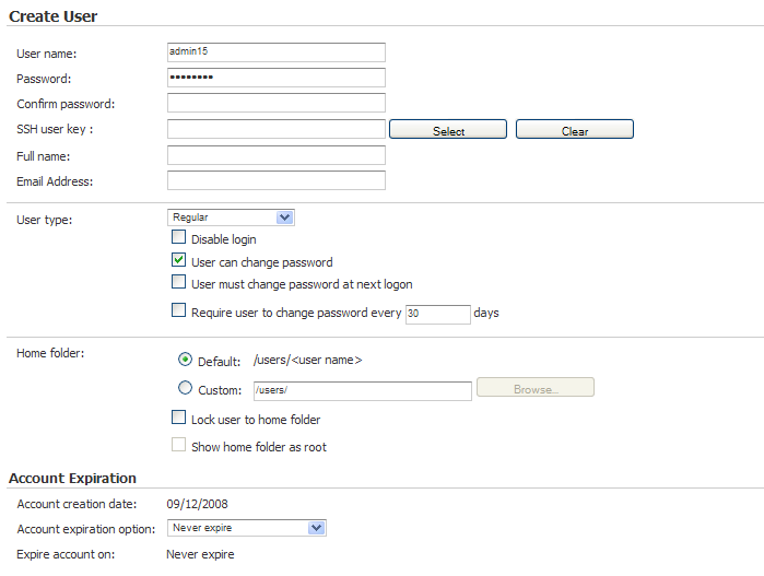 Creating user accounts