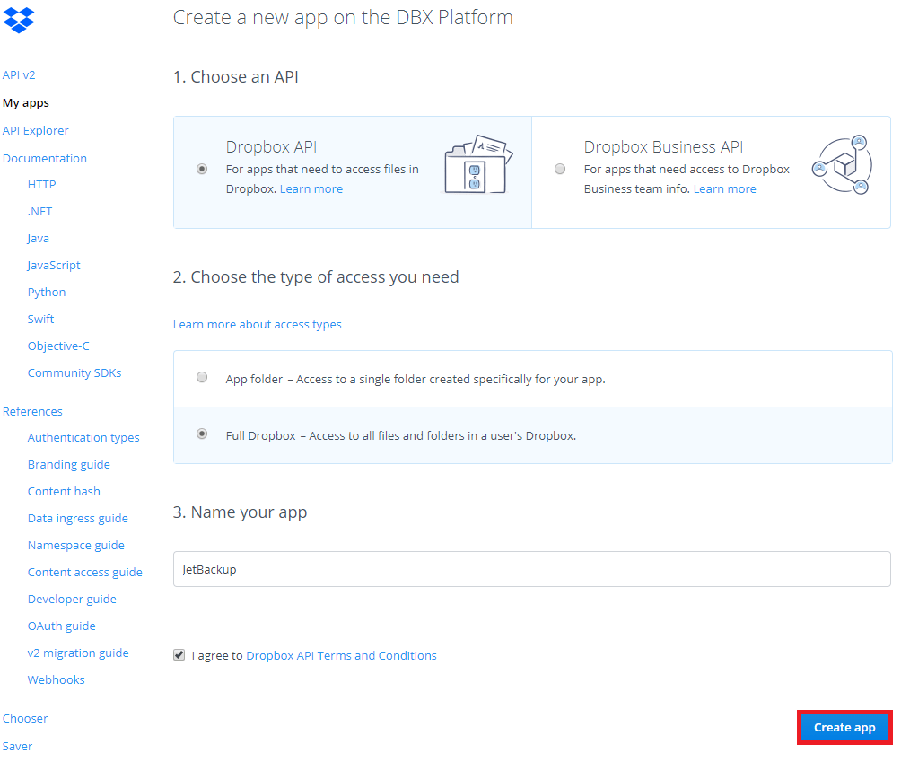 DropBox — JetBackup for Linux Documentation documentation