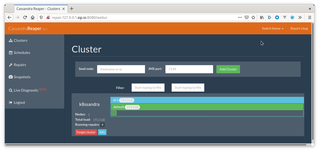 Reaper for Cassandra repairs K8ssandra, Apache Cassandra on
