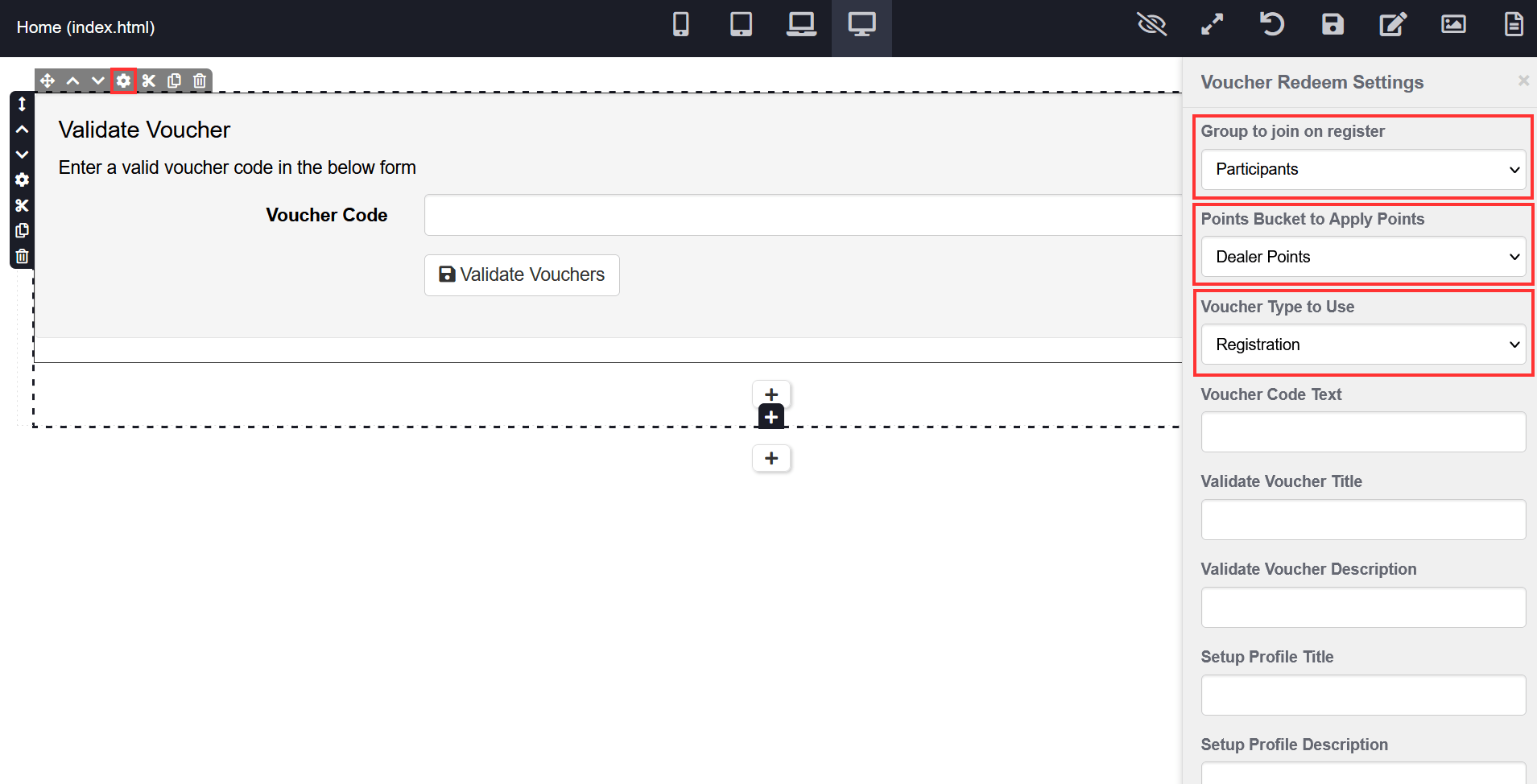 Using vouchers to encourage registration