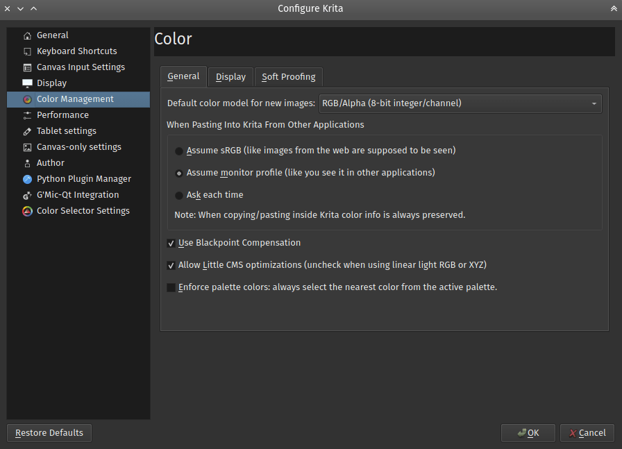 Color Management Settings — Documentation Krita Manual 5.2.0
