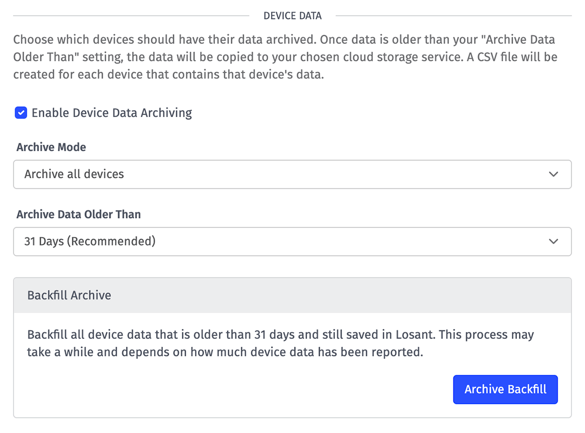Application Archiving Losant Documentation
