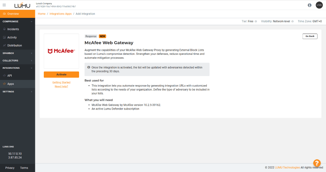 McAfee  Gateway Outofthebox Response Integration