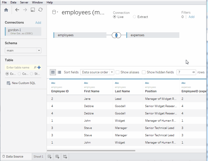 Connecting Tableau to MarkLogic Server (SQL Data Modeling Guide