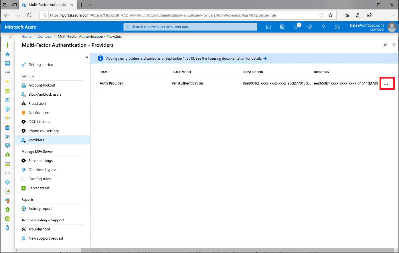 Azure MultiFactor Auth Providers Azure Active Directory Microsoft Docs