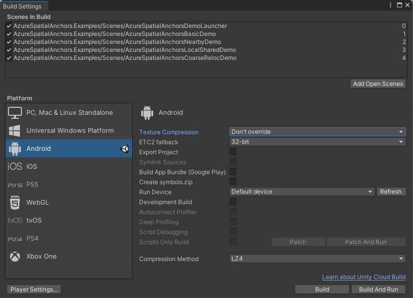 Quickstart Create a Unity Android app Azure Spatial