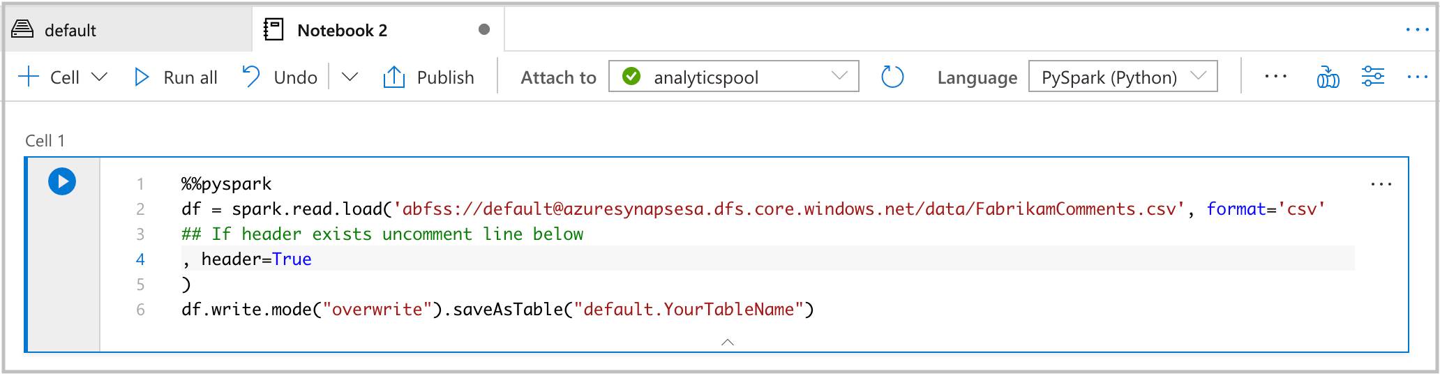 Tutorial Sentiment analysis with Cognitive Services Azure Synapse