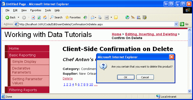 Adding ClientSide Confirmation When Deleting (C