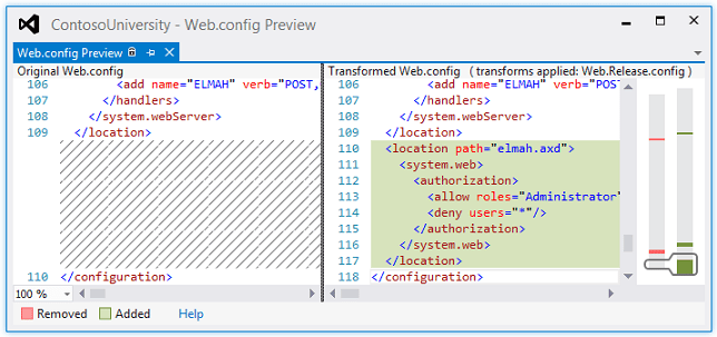 Web Deployment using Visual Studio Web.config File