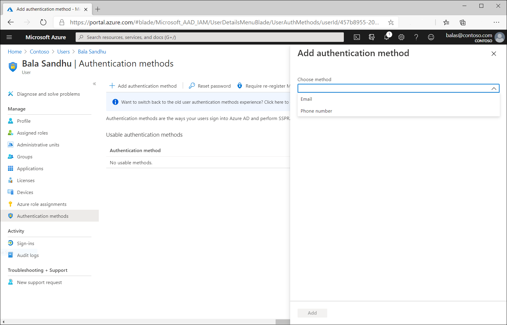 Manage user authentication methods for Azure AD MultiFactor