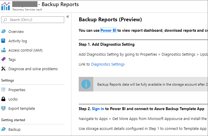 Configure Power BI reports Azure Backup Microsoft Docs