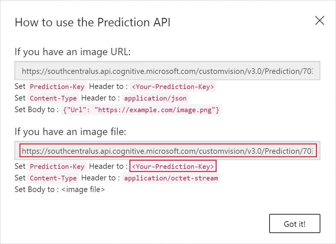 Use prediction endpoint to programmatically test images with classifier