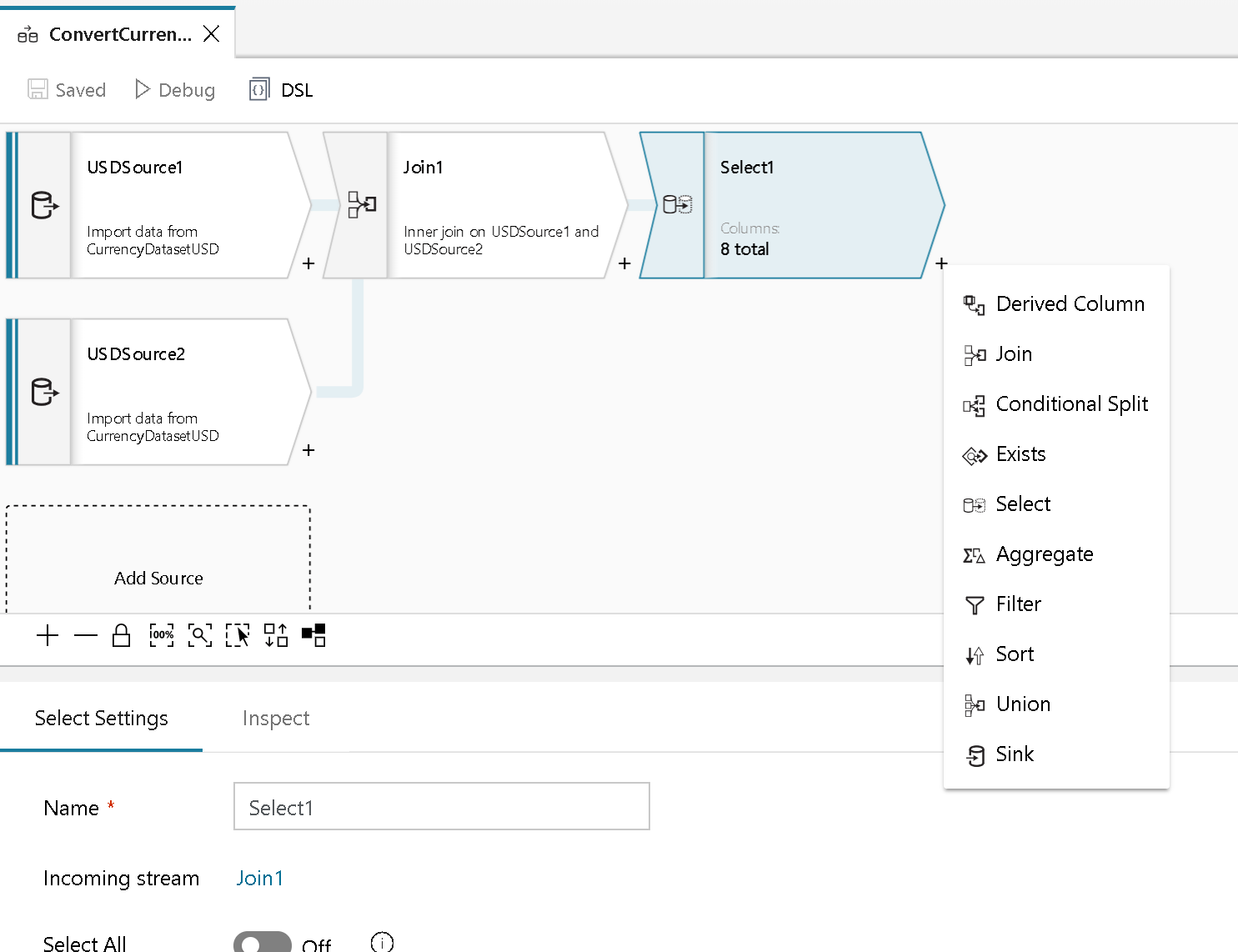 Mapping data flow New Branch Transformation Azure Data Factory Microsoft Docs