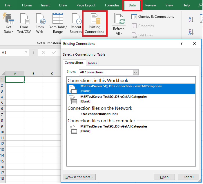 Connect Excel To A Single Database Azure Sql Database Microsoft Docs
