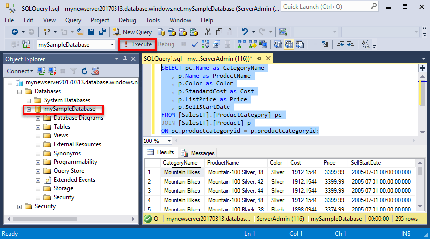 SSMS Connect and query data in Azure SQL Database Microsoft Docs