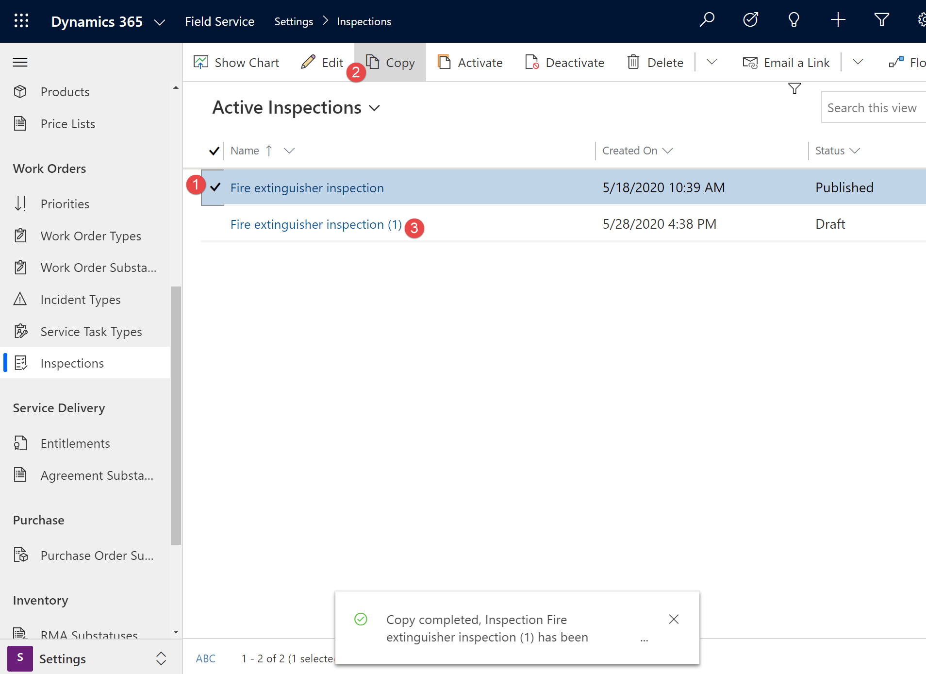 Advanced options for inspections in Dynamics 365 Field Service