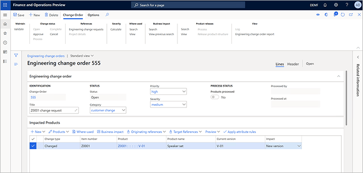 Engineering change management feature walkthrough Supply Chain