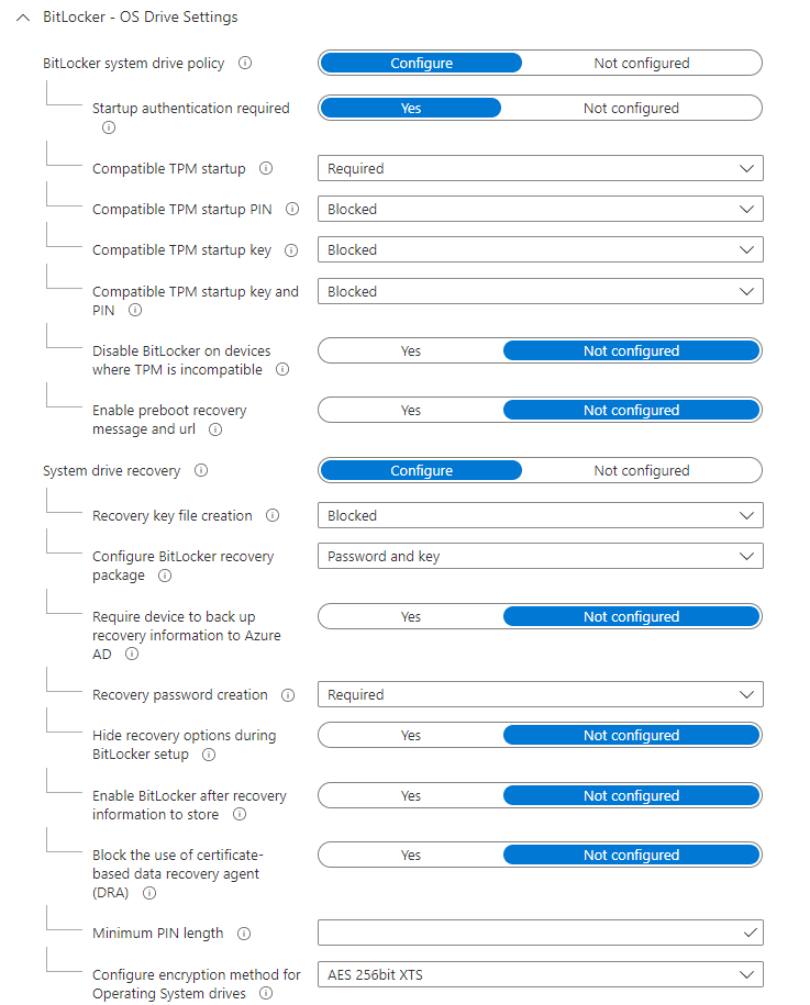 Setting the BitLocker encryption algorithm for Autopilot devices