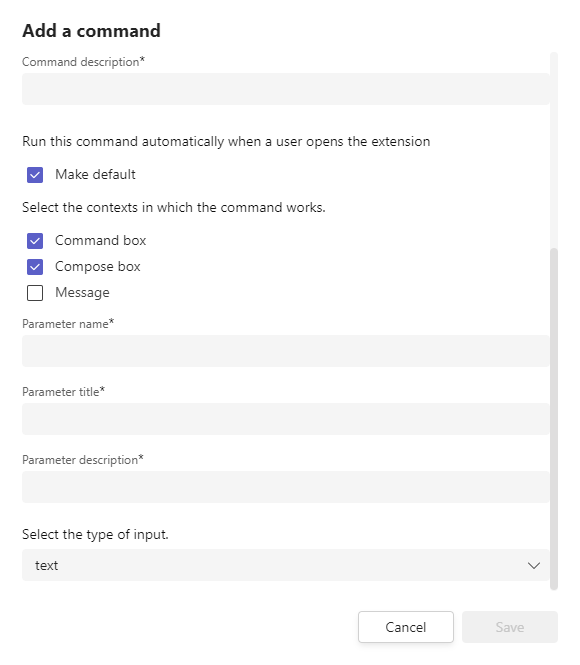 Define message extension search commands Teams Microsoft Docs