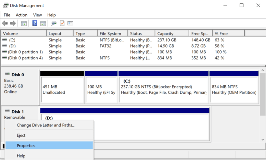Windows 10 default media removal policy Windows Client Management