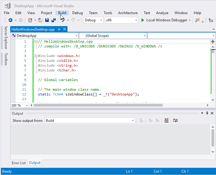 Tutorial Crear una aplicación Windows Desktop tradicional (C++