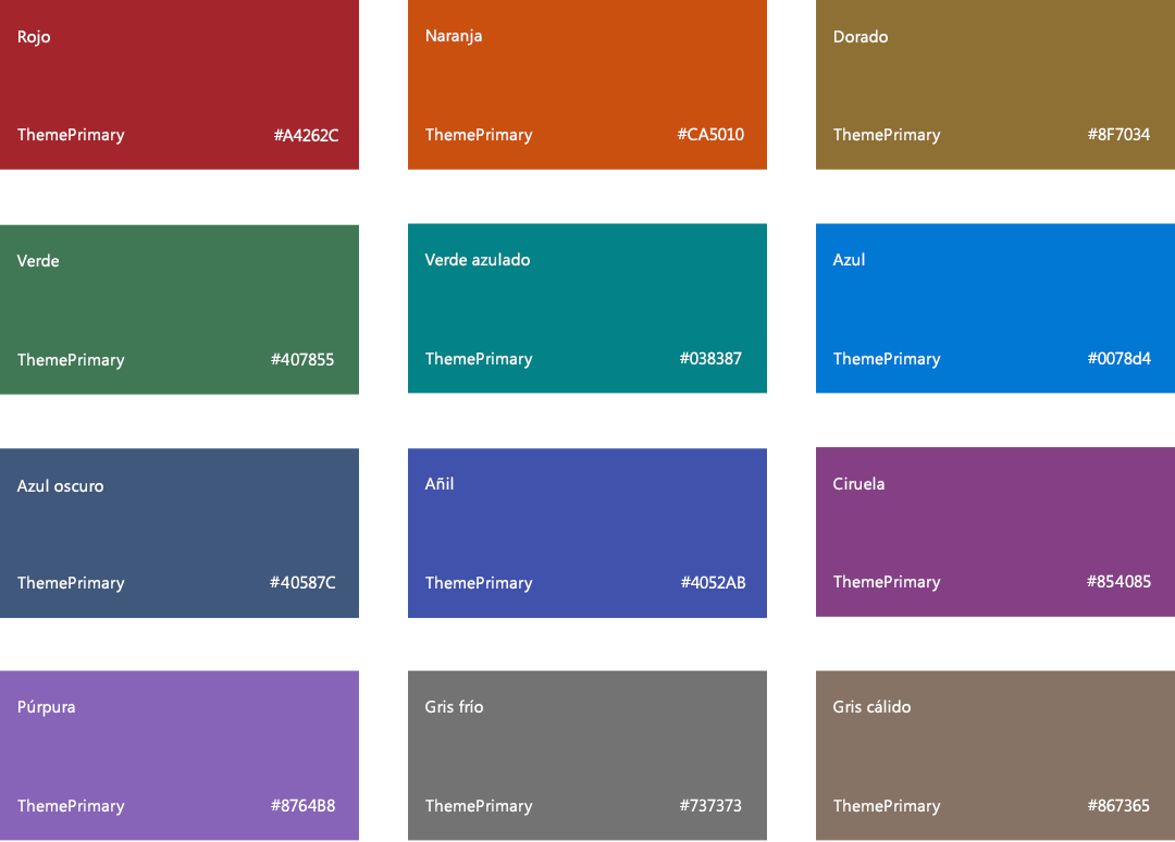 Colores y temas de SharePoint Microsoft Docs