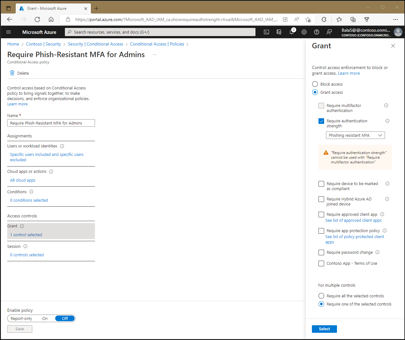 Contrôles d’octroi dans une stratégie d’accès conditionnel Azure