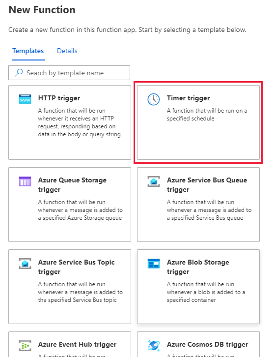 Créer une fonction dans Azure qui s’exécute selon une