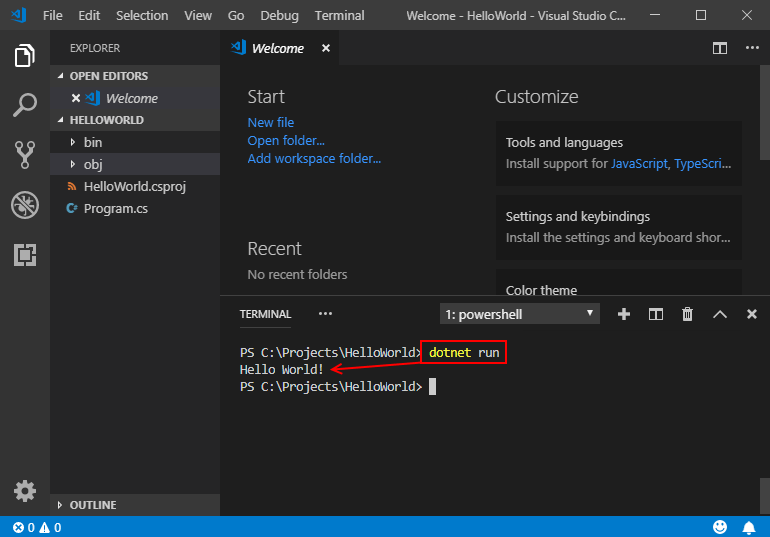 Créer une application console à l’aide de Visual