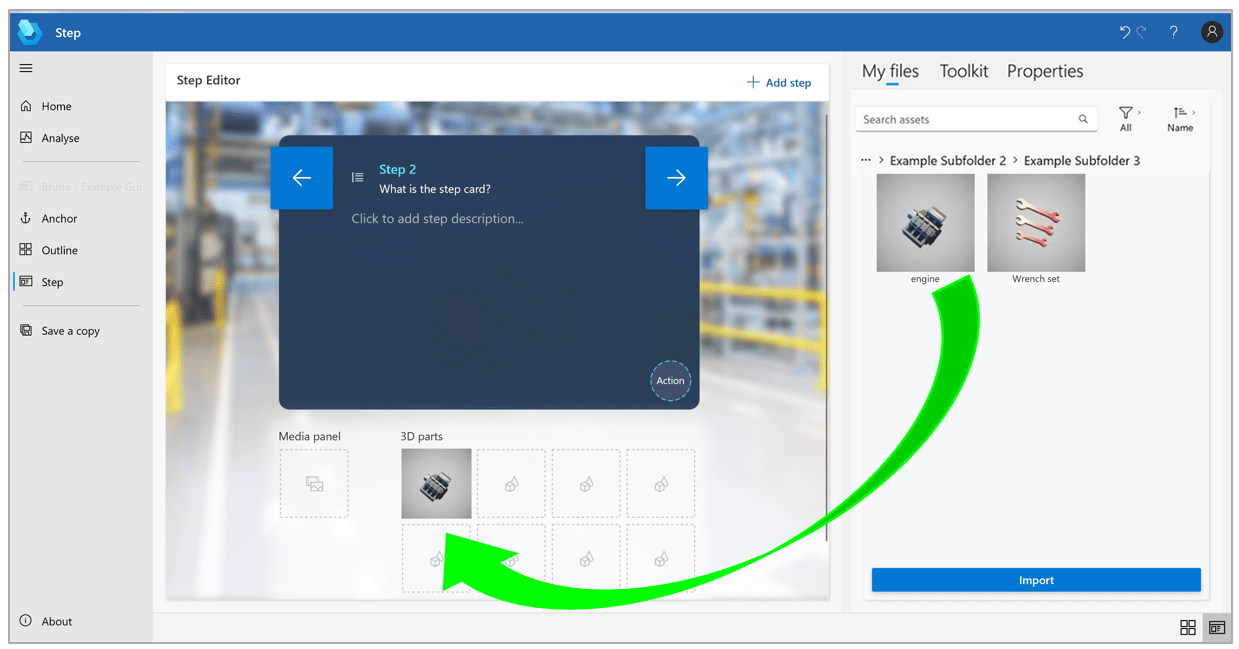 Operating a Guide on the PC App Dynamics 365 Guides.