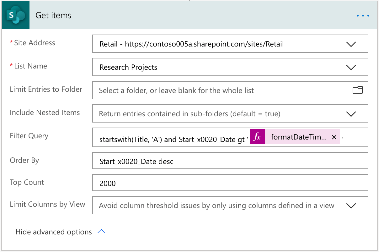 Indepth analysis into 'Get items' and 'Get files' SharePoint actions